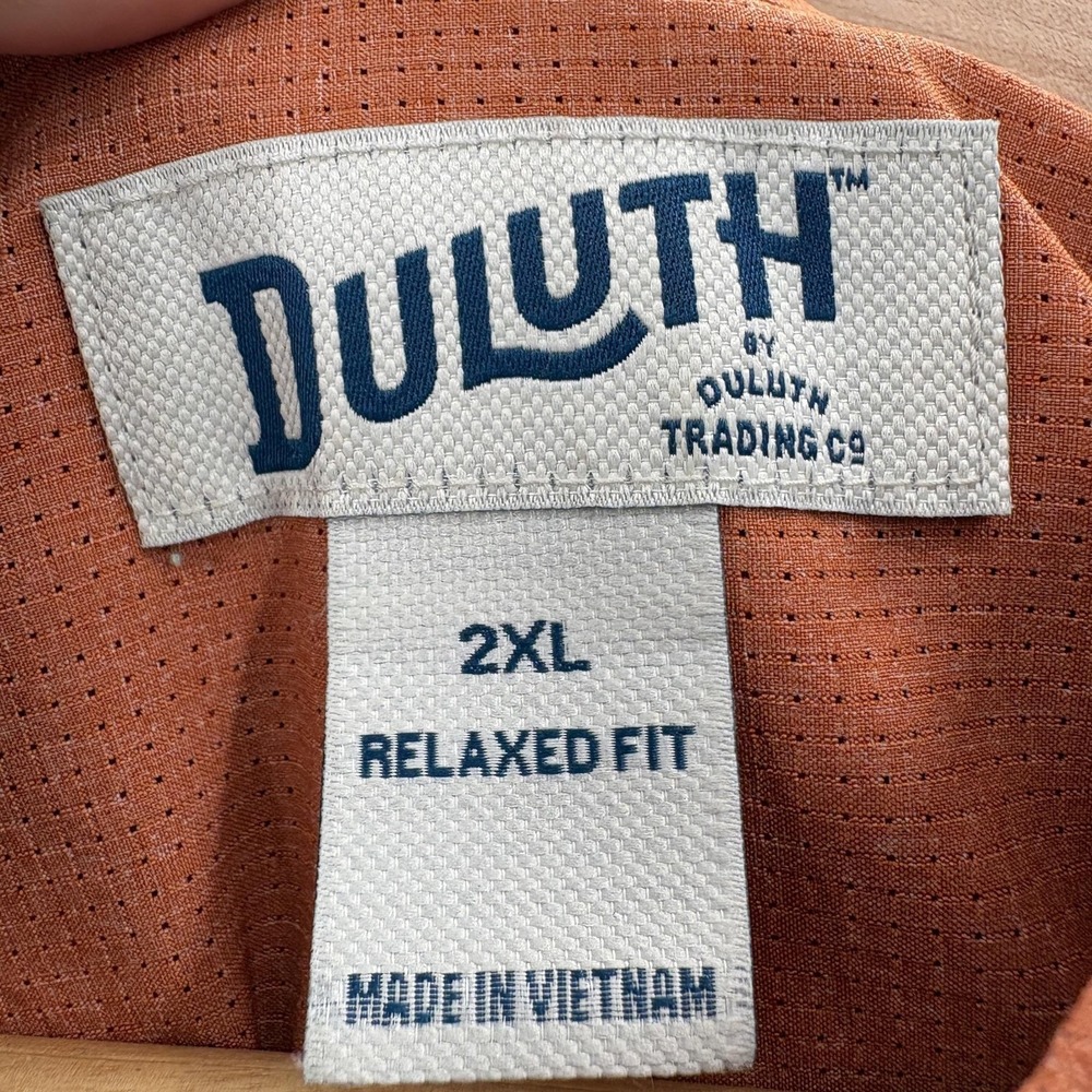 Duluth Breezeshooter Relaxed Fit Mens Shirt 2XL Orange Air-go-nomic Cooling Camp - Picture 6 of 9